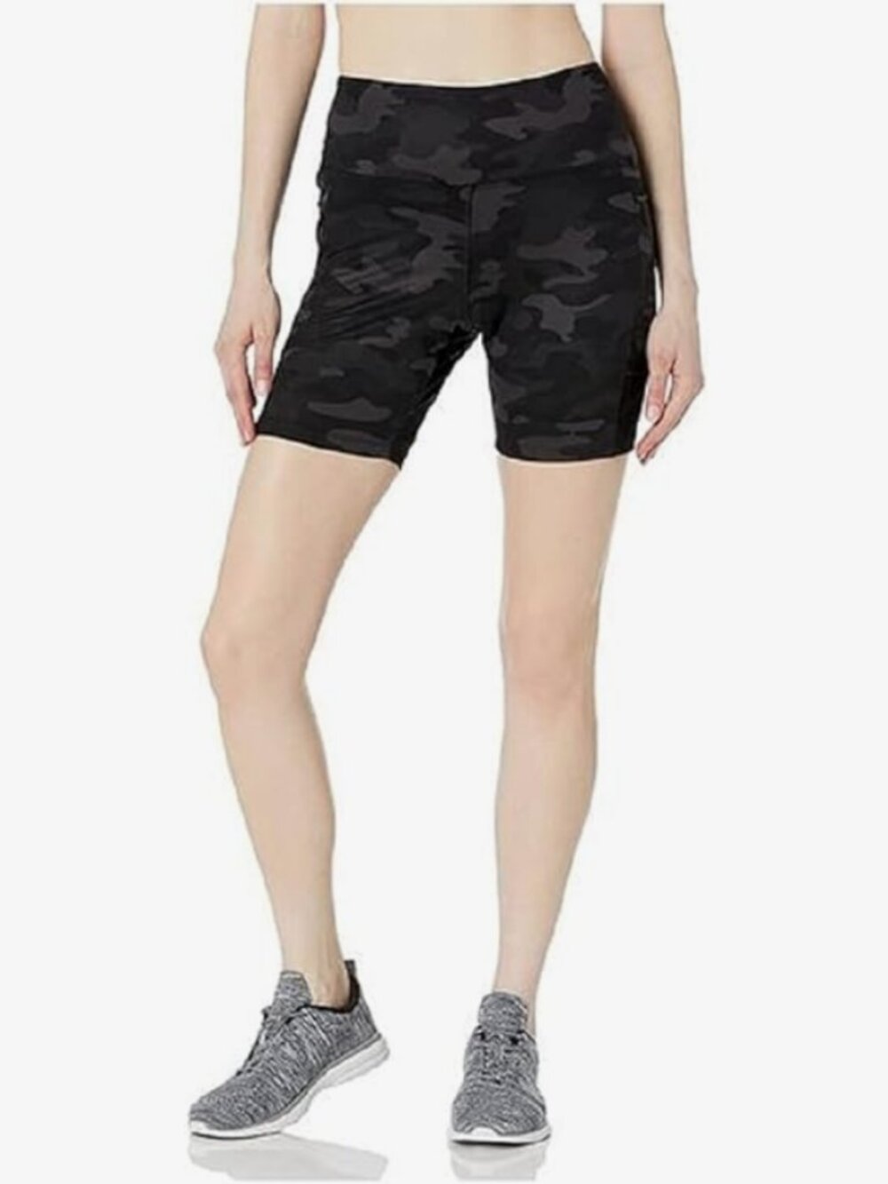 Danskin Women's High Waist Contoured Seams Bike Short black combo print Size M